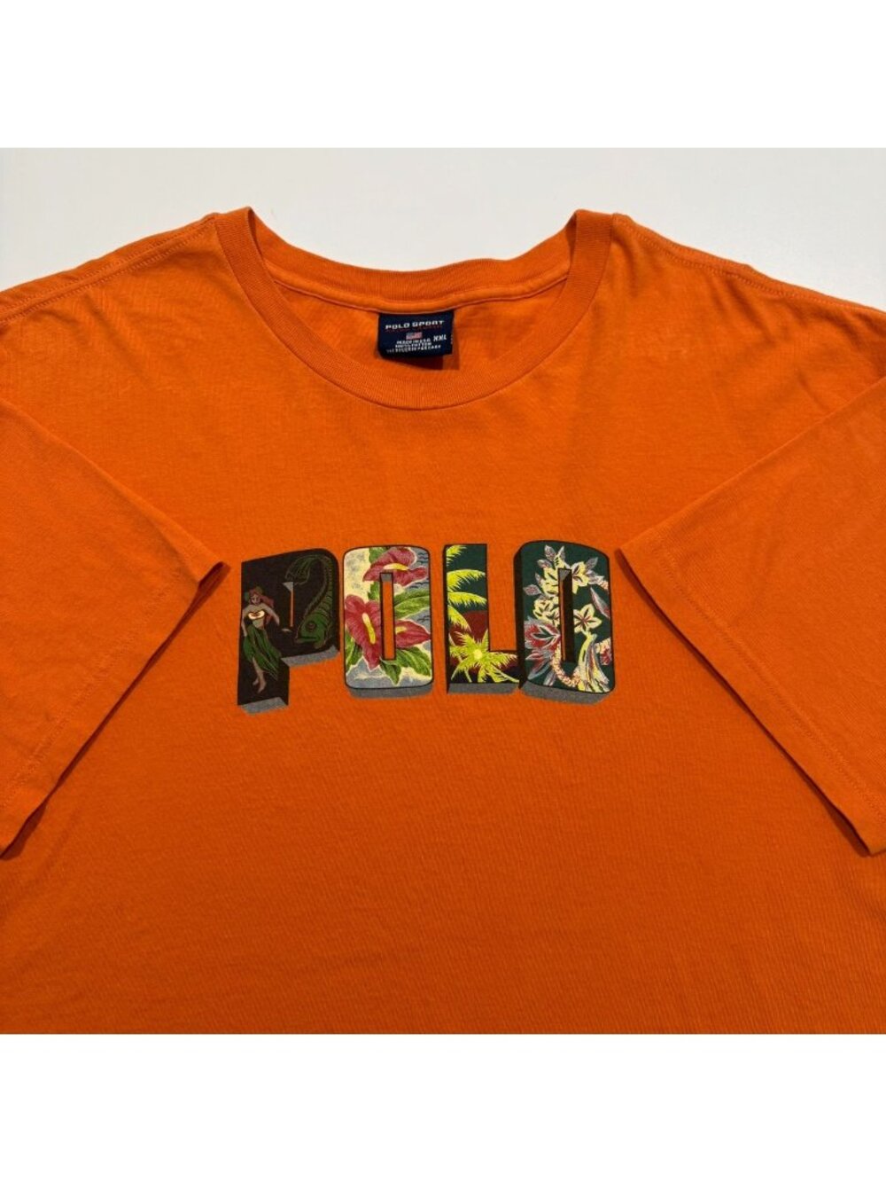 Vintage 1990s Ralph Lauren Polo Sport Tropical Hibiscus Spellout T-shirt 2XL